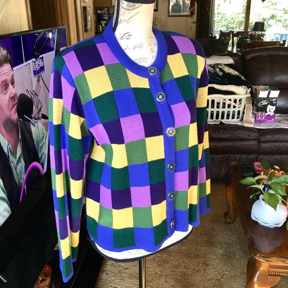 Women’s vintage Ani Knits checkered button up sweater - Picture 9 of 16